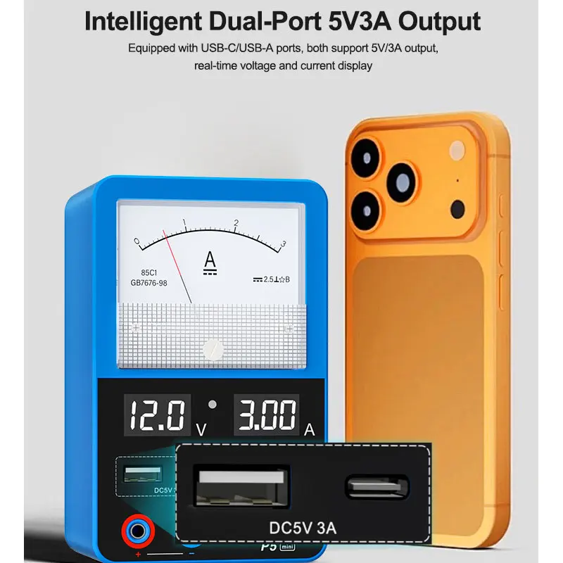 Analogue Visual Digital Output 5V/3A Mini Smart Power Supply USB-C/USB-A 4