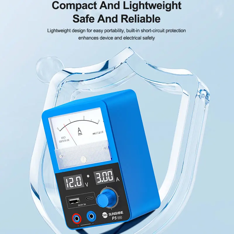Analogue Visual Digital Output 5V/3A Mini Smart Power Supply USB-C/USB-A 6