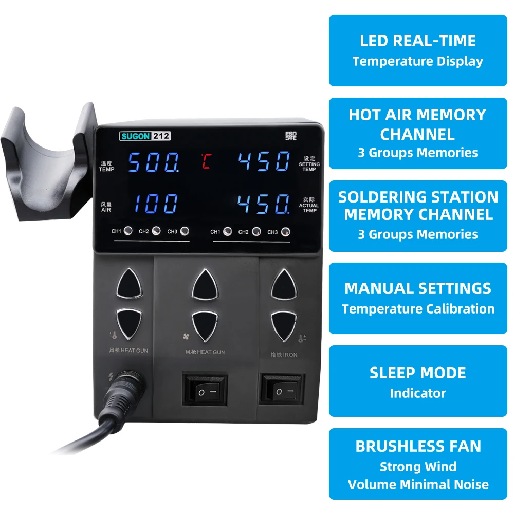 SUGON 212 Soldering 2 in 1 Station with Heat Gun 5