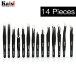 14pcs ESD Tweezers set stainless steel Precision Repair Tweezers for Electronic Mobile Phone Repair Tools Kit blackhead removal 1