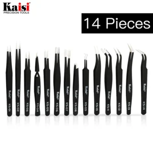 14pcs ESD Tweezers set stainless steel Precision Repair Tweezers for Electronic Mobile Phone Repair Tools Kit blackhead removal 1